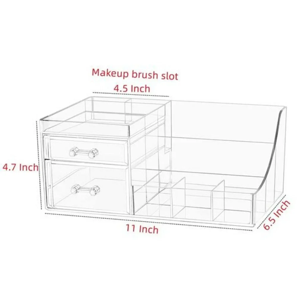 Clear Acrylic Makeup Organizer Stackable Vanity Skincare Drawer Storage